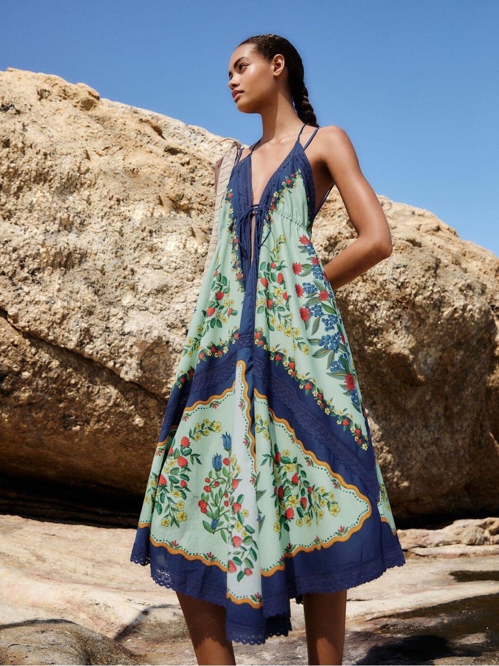 Farm Rio Faded Green Fruit Beauty Maxi Dress